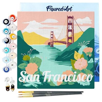 Mini Painting by Numbers - DIY Kit 20x20cm with frame San Francisco