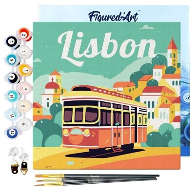 Mini-Malen nach Zahlen – DIY-Set 20 x 20 cm mit Rahmen Lissabon