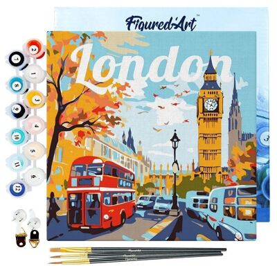 Mini dipinto con i numeri - Kit fai da te 20x20 cm con cornice Big Ben Londra