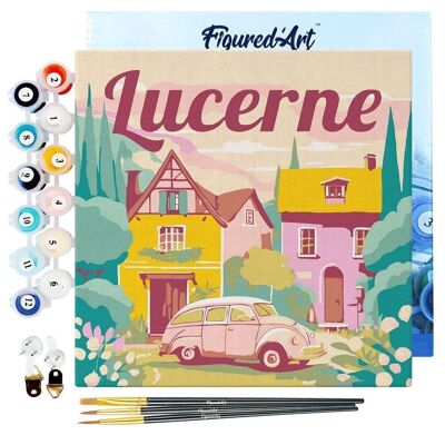 Mini Peinture par Numéros - Kit DIY 20x20cm avec cadre Lucerne