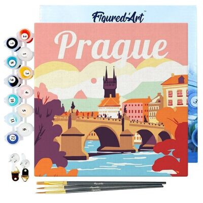 Mini Peinture par Numéros - Kit DIY 20x20cm avec cadre Prague