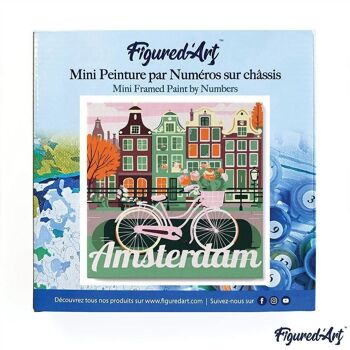 Mini Peinture par Numéros - Kit DIY 20x20cm avec cadre Vélo à Amsterdam 3