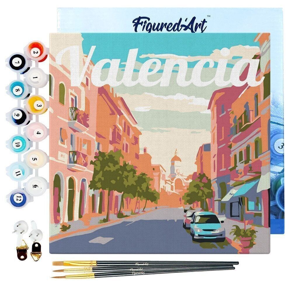Mini Peinture par Numéros - Kit DIY 20x20cm avec cadre Valence