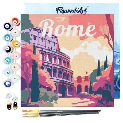 Mini Peinture par Numéros - Kit DIY 20x20cm avec cadre Colisée de Rome