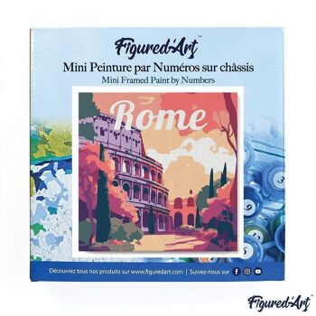 Mini Peinture par Numéros - Kit DIY 20x20cm avec cadre Colisée de Rome 3