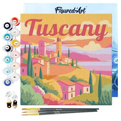 Mini Painting by Numbers - DIY Kit 20x20cm with frame Spring in Tuscany
