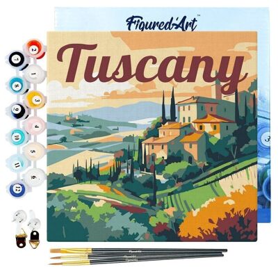 Mini Peinture par Numéros - Kit DIY 20x20cm avec cadre Été en Toscane