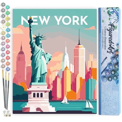 Painting by Numbers DIY Kit - Vintage New York Poster - Rolled Canvas