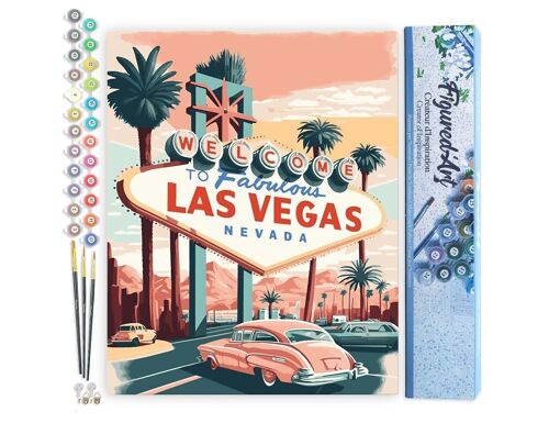Peinture par Numéros Kit DIY - Affiche Vintage Las Vegas - Toile roulée