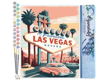 Peinture par Numéros Kit DIY - Affiche Vintage Las Vegas - Toile roulée 1