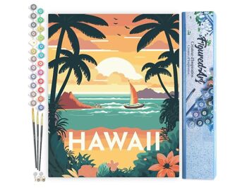 Peinture par Numéros Kit DIY - Affiche Vintage Hawaii - Toile roulée 1