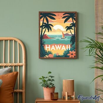 Peinture par Numéros Kit DIY - Affiche Vintage Hawaii - Toile roulée 4