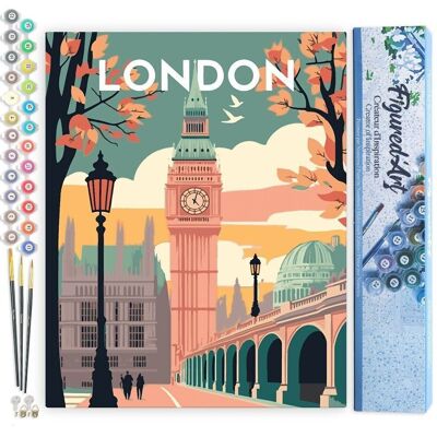 Malen nach Zahlen DIY Kit – Vintage London Poster 2 – gerollte Leinwand