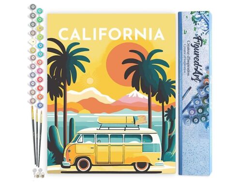 Peinture par Numéros Kit DIY - Affiche Vintage Californie - Toile roulée