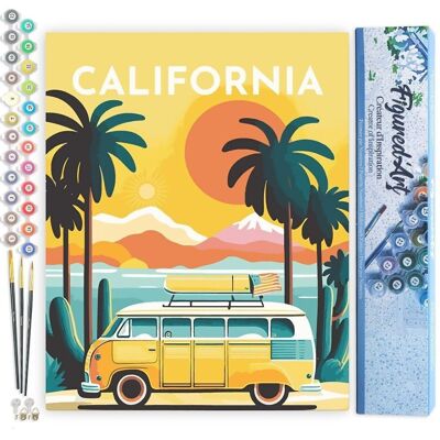 Kit fai da te per dipingere con i numeri - Poster vintage della California - Tela arrotolata