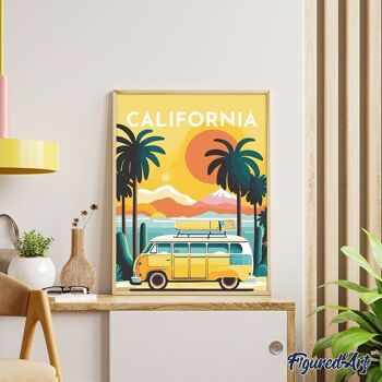 Peinture par Numéros Kit DIY - Affiche Vintage Californie - Toile roulée 4