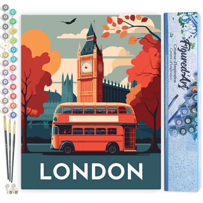 Kit de bricolaje para pintar por números, póster vintage de Londres, lienzo enrollado
