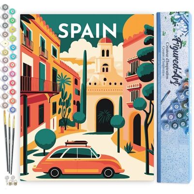 Kit de pintura por números DIY - Póster vintage de Sevilla - Lienzo enrollado