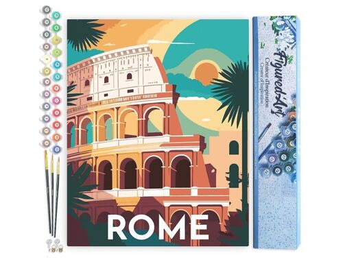 Peinture par Numéros Kit DIY - Affiche Vintage Rome - Toile roulée