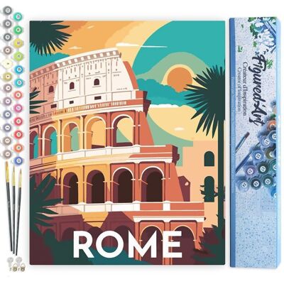 Painting by Numbers DIY Kit - Vintage Rome Poster - Rolled Canvas