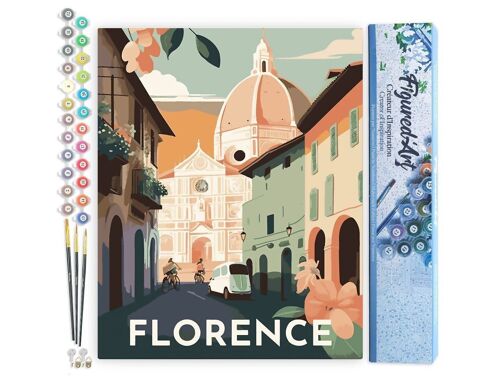 Peinture par Numéros Kit DIY - Affiche Vintage Florence - Toile roulée