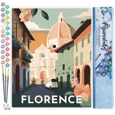 Kit de pintura por números DIY - Póster vintage de Florencia - Lienzo enrollado
