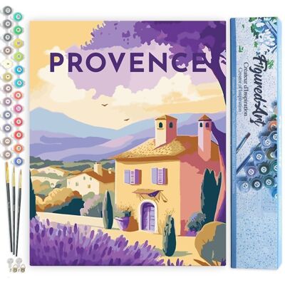 Malen nach Zahlen DIY Kit – Vintage Provence Poster – gerollte Leinwand