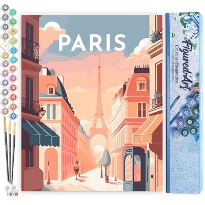 Kit de bricolaje para pintar por números, póster vintage de París, lienzo enrollado
