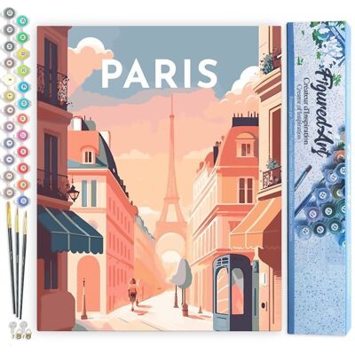 Painting by Numbers DIY Kit - Vintage Paris Poster - Rolled Canvas