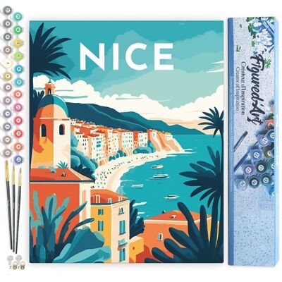 Peinture par Numéros Kit DIY - Affiche Vintage Nice - Toile roulée