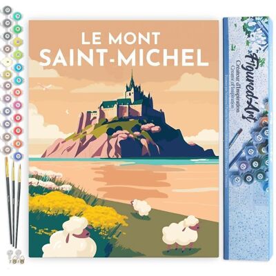 Peinture par Numéros Kit DIY - Affiche Vintage Mont Saint-Michel - Toile roulée