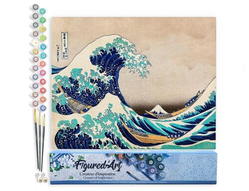 Peinture par Numéro Kit DIY - La Grande Vague de Kanagawa - Katsushika Hokusai - Toile roulée