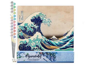 Peinture par Numéro Kit DIY - La Grande Vague de Kanagawa - Katsushika Hokusai - Toile roulée 1