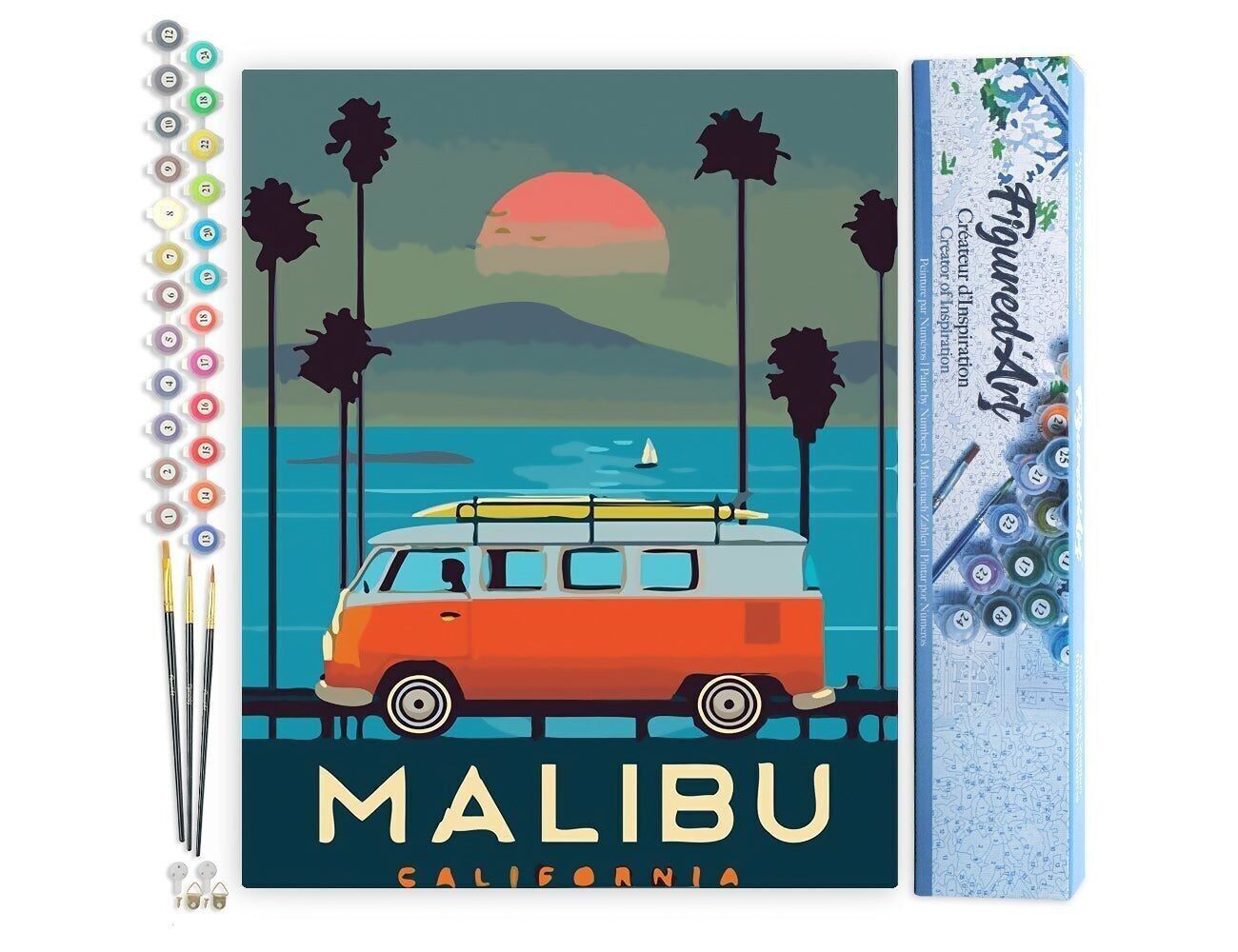 Kit fai da te da dipingere con i numeri - Malibu Vintage - Tela arrotolata