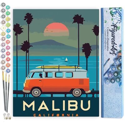 Malen-nach-Zahlen-DIY-Set – Malibu Vintage – gerollte Leinwand