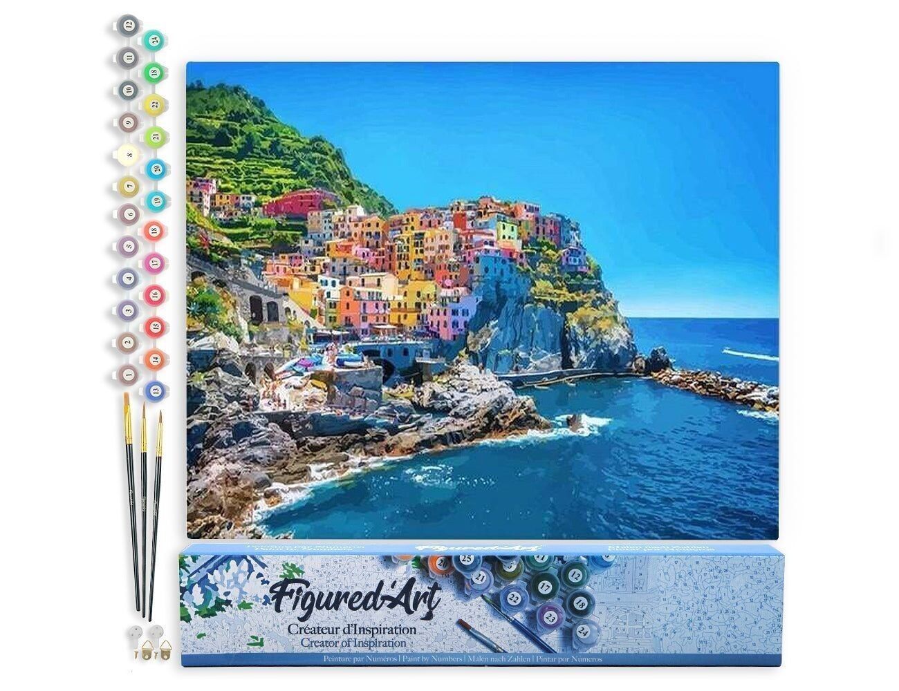 Kit fai da te da dipingere con i numeri - Village des Cinq Terres - Tela arrotolata