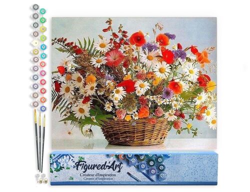 Peinture par Numéro Kit DIY - Bouquet multicolore - Toile roulée