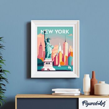 Peinture par Numéros Kit DIY - Affiche Vintage New York - toile tendue sur châssis en bois 4