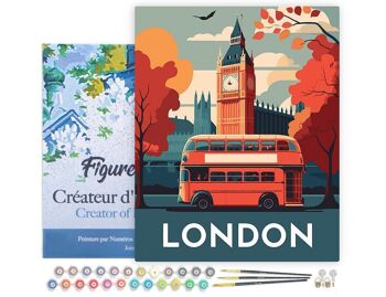 Peinture par Numéros Kit DIY - Affiche Vintage Londres - toile tendue sur châssis en bois 1