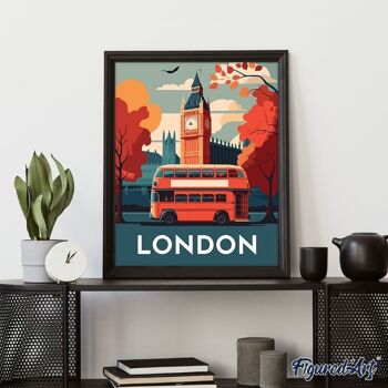 Peinture par Numéros Kit DIY - Affiche Vintage Londres - toile tendue sur châssis en bois 4