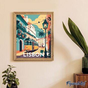Peinture par Numéros Kit DIY - Affiche Vintage Lisbonne - toile tendue sur châssis en bois 4