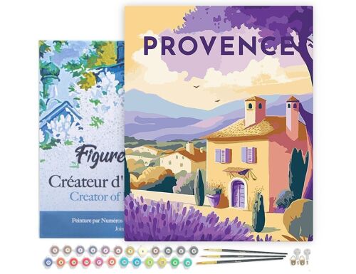 Peinture par Numéros Kit DIY - Affiche Vintage Provence - toile tendue sur châssis en bois