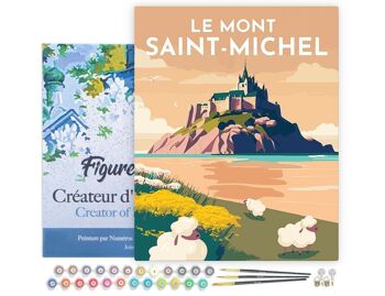 Peinture par Numéros Kit DIY - Affiche Vintage Mont Saint-Michel - toile tendue sur châssis en bois 1