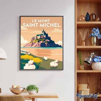 Peinture par Numéros Kit DIY - Affiche Vintage Mont Saint-Michel - toile tendue sur châssis en bois 4