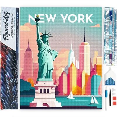 Kit de bordado de diamantes 5D - Póster de pintura de diamantes DIY Póster de Nueva York