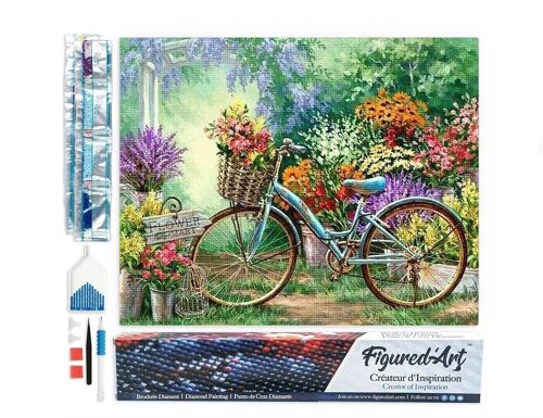 Kit de Broderie Diamant 5D - Diamond Painting DIY Vélos et Fleurs