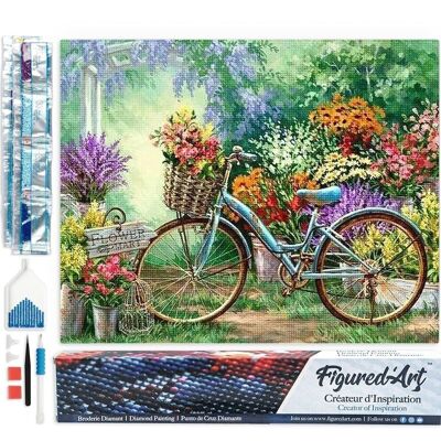 Kit de bordado de diamantes 5D - Pintura de diamantes DIY Bicicletas y flores
