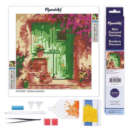 Diamond Painting - Broderie Diamant DIY kit Mini 25x25cm toile roulée - Entrée fleurie