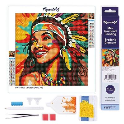 Diamond Painting - DIY Diamond Embroidery kit Mini 25x25cm rolled canvas - Native Woman Pop Art