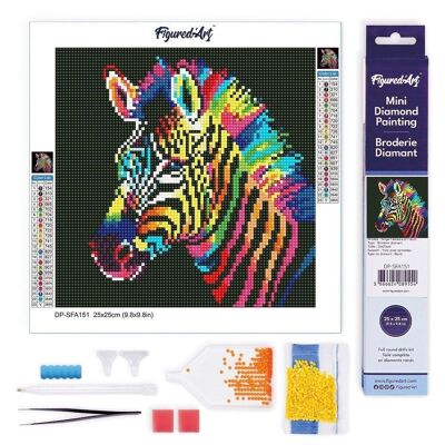 Diamond Painting - DIY Diamond Embroidery kit Mini 25x25cm rolled canvas - Neon Zebra